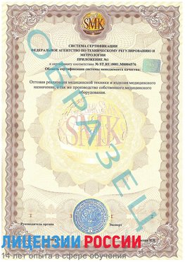 Образец сертификата соответствия (приложение) Артемовский Сертификат ISO 13485